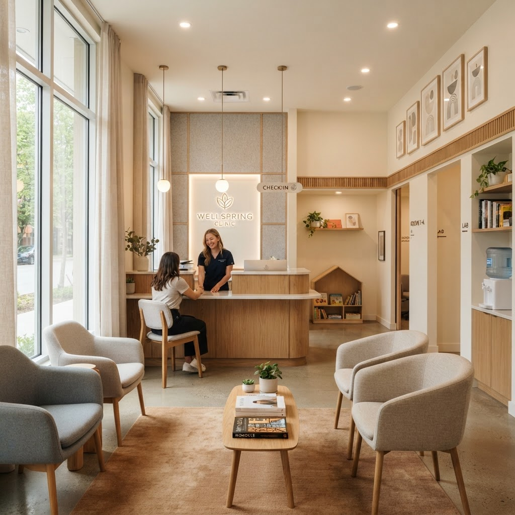 Small medical clinic reception area